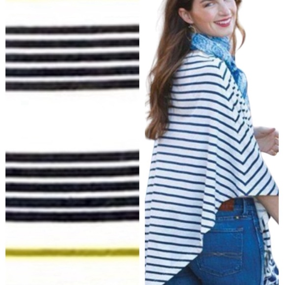 Rock Flower Paper Ivory & Black Striped Poncho - Picture 1 of 6